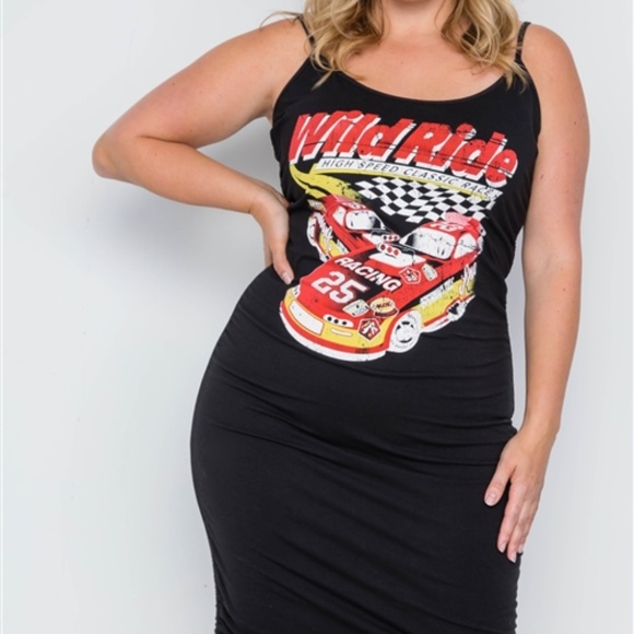 Cami Graphic Print Midi Dress Junior Plus - Picture 2 of 7